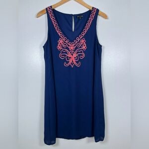 As U Wish Shirt Dress Casual Blue Keyhole Back in Small EUC